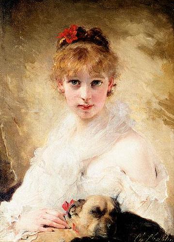 Charles Joshua Chaplin Her Favourite Dog oil painting picture